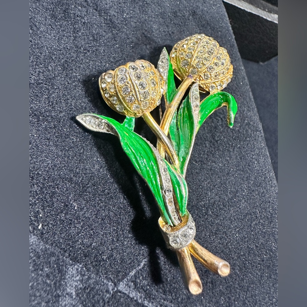 🚨RARE🔥: 1930’s CORO Adolf Katz Double Tulip Collectors Brooch - Picture 4 of 11